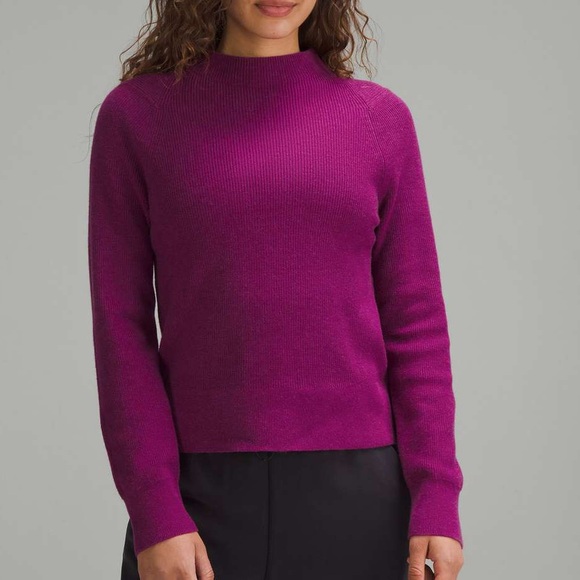 Lululemon Cotton Blend Mock Neck Sweater Heathered Wild Berry 1X NEW - Picture 1 of 5